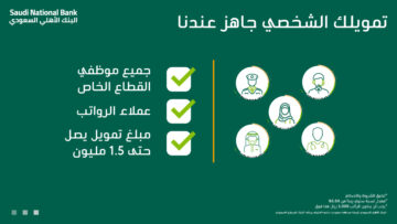 تمويل البنك الأهلي السعودي بقيمة تمويلية كبيرة مناسبة لكل العملاء بشروط ميسرة