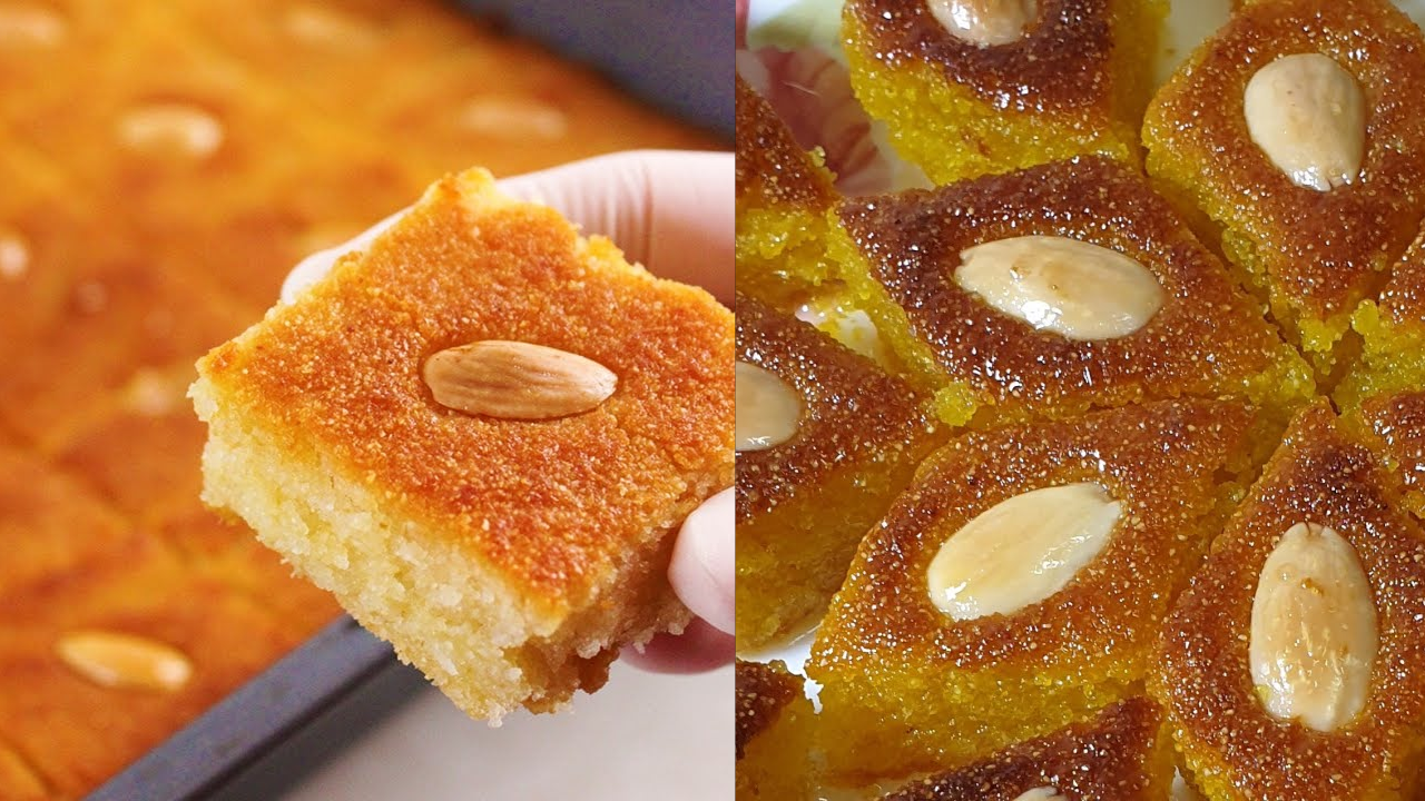 بمكونات اقتصادية حضري حلوى البسبوسة والهريسة في البيت بكل سهولة 5 بمكونات اقتصادية حضري حلوى البسبوسة والهريسة في البيت بكل سهولة