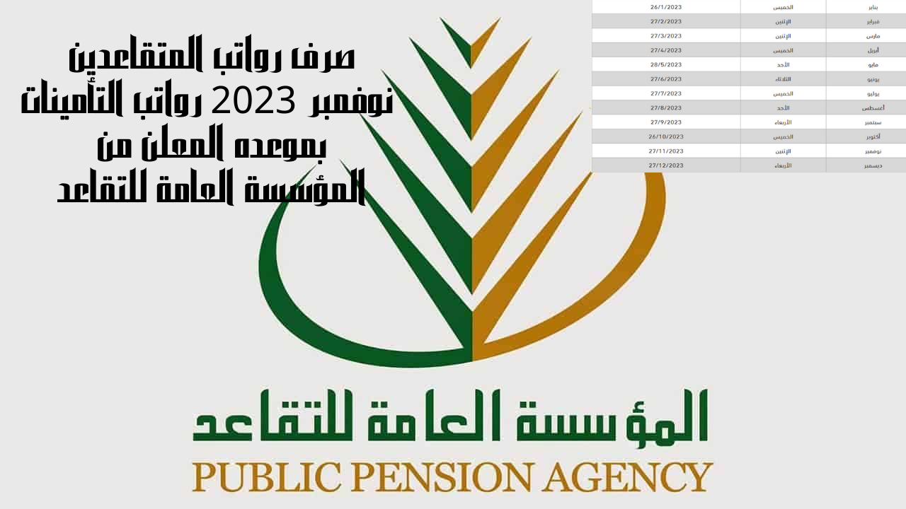 المؤسسة العامة للتقاعد تكشف موعد صرف راتب التقاعد لشهر نوفمبر 2023 لكافة المستحقين والمستحقات 5 المؤسسة العامة للتقاعد تكشف موعد صرف راتب التقاعد لشهر نوفمبر 2023 لكافة المستحقين والمستحقات