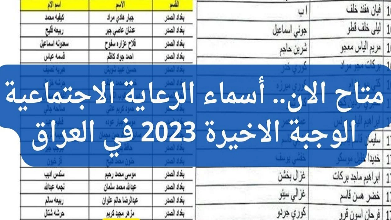 رسميًا.. الإعلان عن أسماء المشمولين بالرعاية الاجتماعية الوجبة الاخيرة 2023 بالعراق عبر مظلتي 5 رسميًا.. الإعلان عن أسماء المشمولين بالرعاية الاجتماعية الوجبة الاخيرة 2023 بالعراق عبر مظلتي