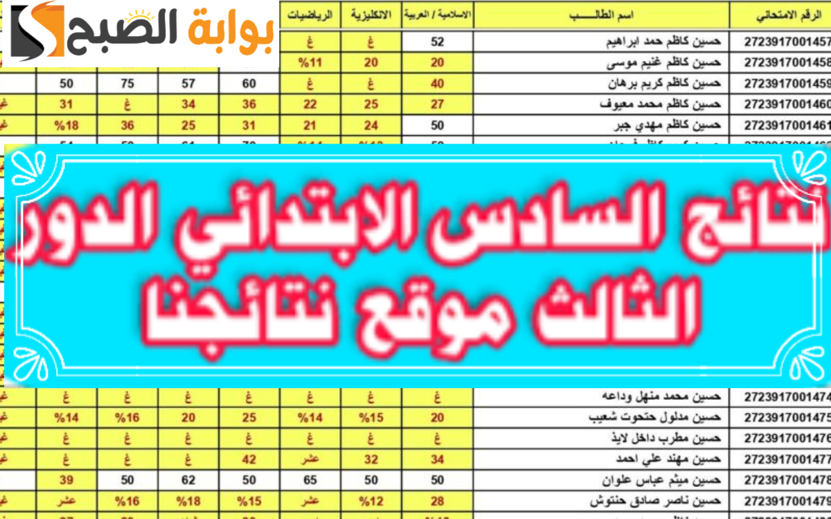 نتائج السادس الدور الثالث العراق 2023 عبر موقع نتائجنا وموقع وزارة التربية العراقية 5 نتائج السادس الدور الثالث العراق 2023 عبر موقع نتائجنا وموقع وزارة التربية العراقية