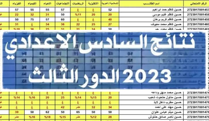 استعلم الآن| نتائج السادس الاعدادي الدور الثالث العراق 2023 عبر موقع نتائجنا