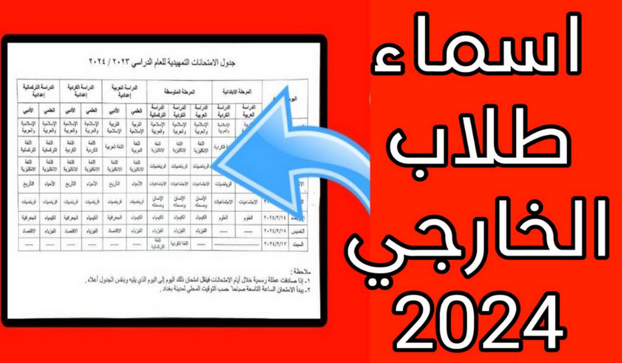 طريقة الاستعلام عن اسماء طلاب الخارجي 2024 وزارة التربية العراقية وموعد الامتحانات التمهيدية 5 طريقة الاستعلام عن اسماء طلاب الخارجي 2024 وزارة التربية العراقية وموعد الامتحانات التمهيدية