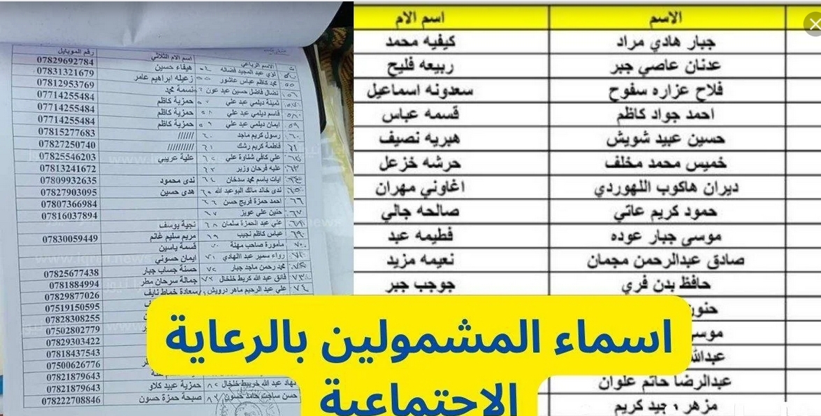 ” تثبيت كشوفات الوجبة التاسعة”الاستعلام عن اسماء الرعاية الاجتماعية الوجبة الأخيرة