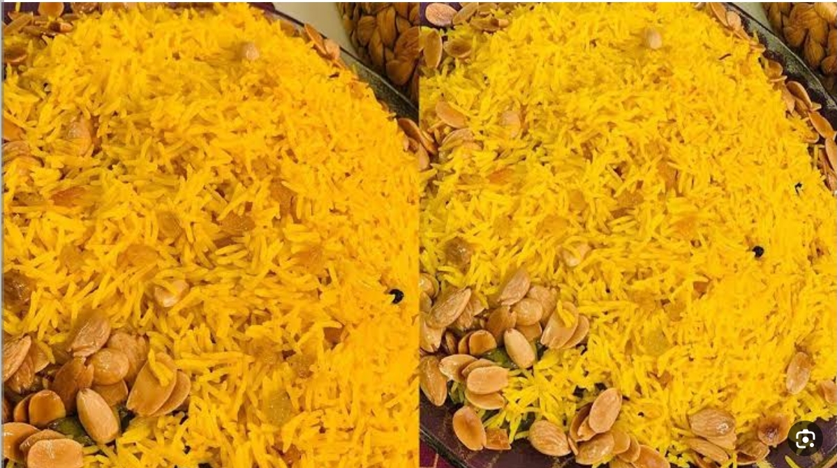 طريقة عمل الأرز المبهر بالزعفران على أصولها مثل المطاعم للعزائم 5 طريقة عمل الأرز المبهر بالزعفران على أصولها مثل المطاعم للعزائم