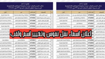 أسماء نقل النفوس الوجبة الجديدة 2024 في العراق في كل المحافظات