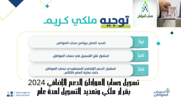 تسجيل حساب المواطن الدعم الإضافي 2024 بقرار ملكي وتمديد التسجيل لمدة عام