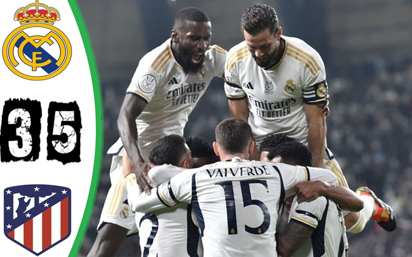 ملخص المباراة.. ريال مدريد يقصي أتلتيكو في الأشواط الإضافية بنتيجة خمسة أهداف مقابل ثلاثة 5 ملخص المباراة.. ريال مدريد يقصي أتلتيكو في الأشواط الإضافية بنتيجة خمسة أهداف مقابل ثلاثة