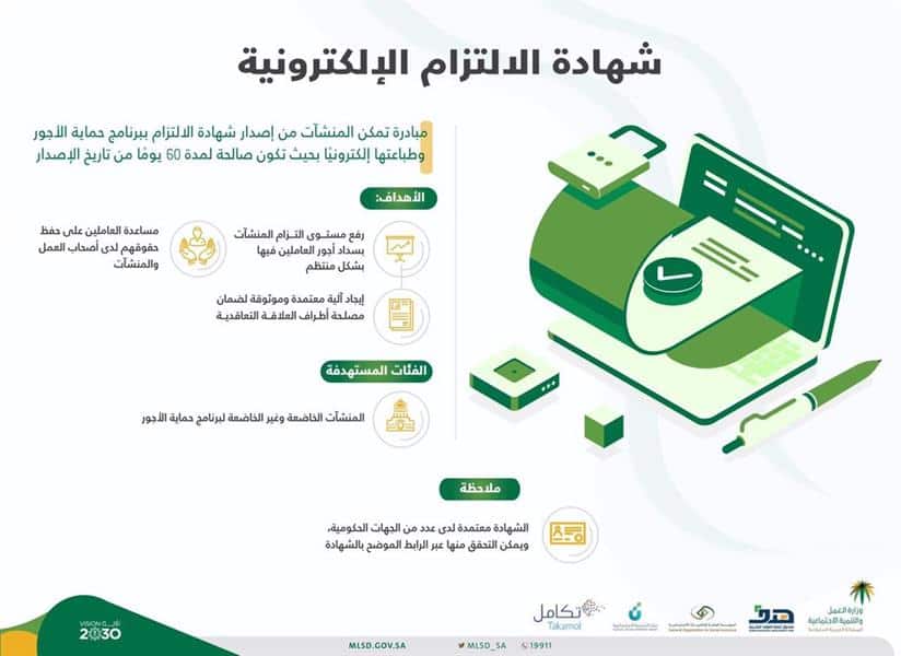شهادة التزام حماية الأجور الكترونيا 1445 بالخطوات الصحيحة من الموقع الرسمي 5 شهادة التزام حماية الأجور الكترونيا 1445 بالخطوات الصحيحة من الموقع الرسمي