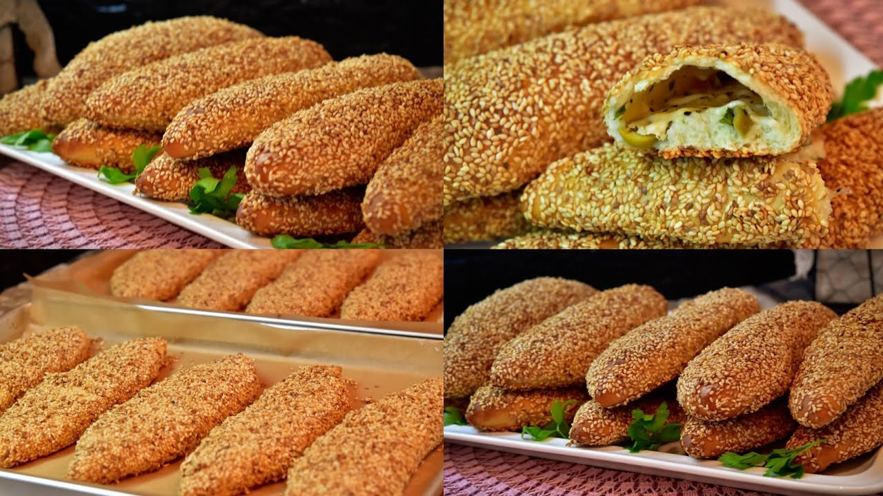 فطائر السمسم التركية بحشوة الجبنة والزيتون 5 فطائر السمسم التركية بحشوة الجبنة والزيتون