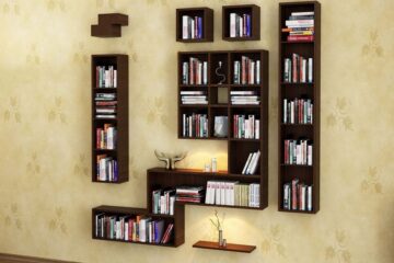 اشكال مكتبات خشب بسيطة 2024 للشاشة والكتب
