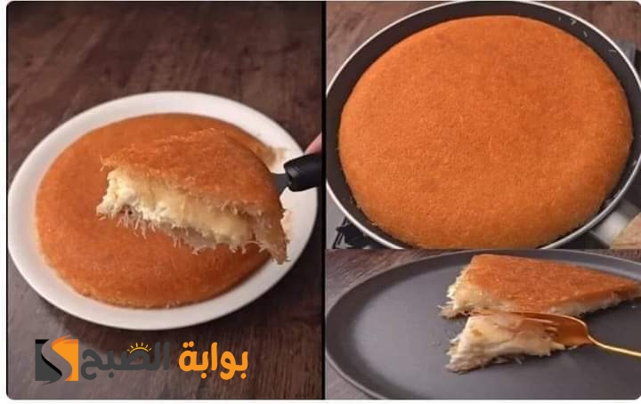 كنافة الطاسة بدون فرن سهلة وسريعة بحشوة القشطة الاقتصادية