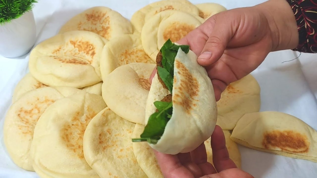 من نص كيلو دقيق عملت أكبر كميه من خبز الطاسه للسندوتشات بدون فرن