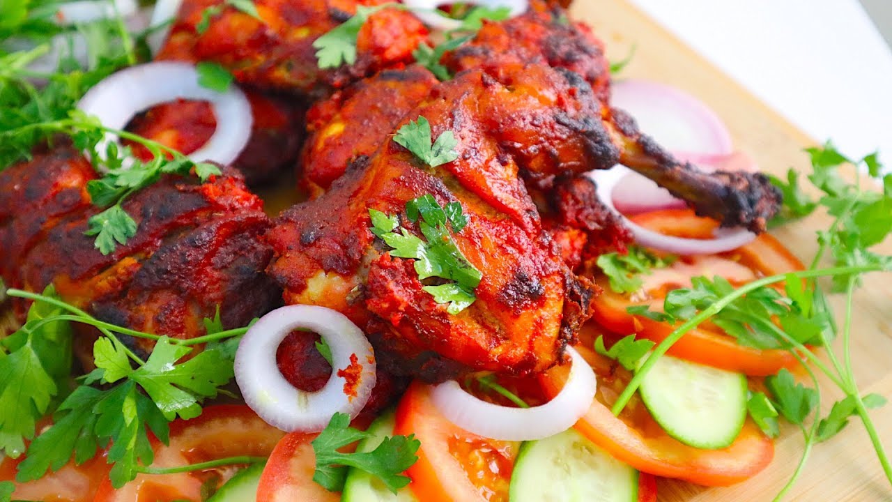  طريقة عمل دجاج التندوري في الفرن بدون شواية بأفضل تتبيلة وبخلطة سرية