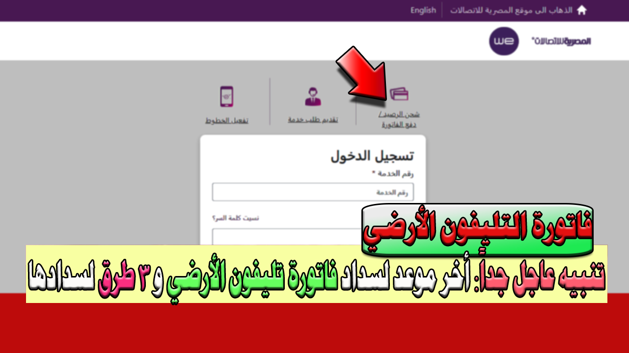 عاجل الآن قبل الغرامة: سرعة دفع فاتورة التليفون الأرضي 2024 وطرق دفعها وأنت في منزلك ورابط الاستعلام قبل وقف الخدمة 5 عاجل الآن قبل الغرامة: سرعة دفع فاتورة التليفون الأرضي 2024 وطرق دفعها وأنت في منزلك ورابط الاستعلام قبل وقف الخدمة