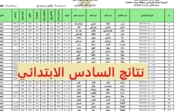 رابط نتائج الصف السادس ابتدائي ذي قار بالاسم عبر موقع نتائجنا 