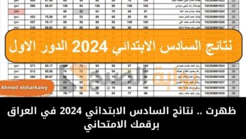 ظهرت .. نتائج السادس الابتدائي الدور الأول 2024 جميع محافظات العراق بالرقم الامتحاني