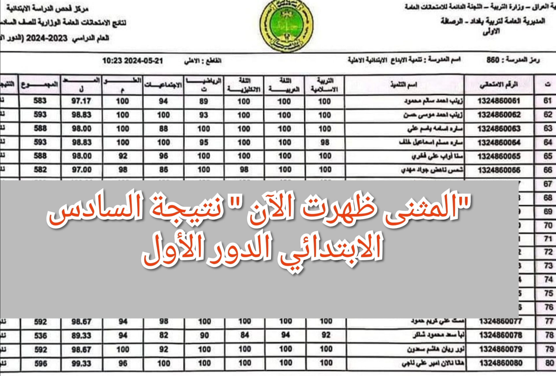 "ظهرت الآن" نتيجة السادس الابتدائي الدور الأول محافظة المثنى 5 “ظهرت الآن” نتيجة السادس الابتدائي الدور الأول محافظة المثنى