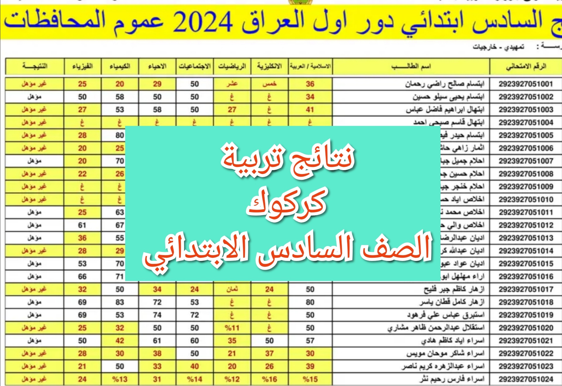 نتيجة الصف السادس الابتدائي كركوك الدور الأول 2024 عبر الموقع الوزاري 5 نتيجة الصف السادس الابتدائي كركوك الدور الأول 2024 عبر الموقع الوزاري