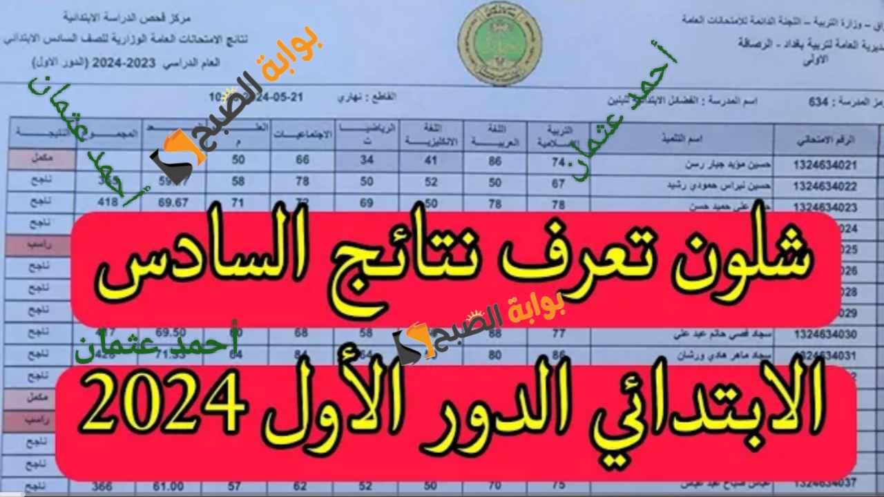 بالتقدير “شلون تعرف”.. نتائج السادس الابتدائي الدور الأول 2024 لينك نتائجنا من التربية العراقية