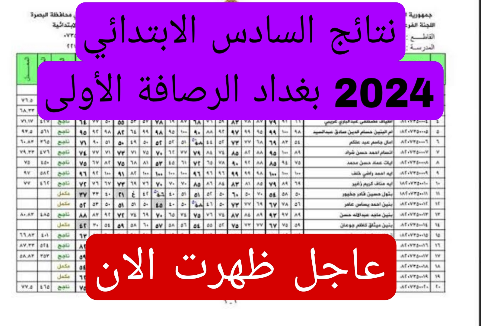 ظهرت الآن.. نتائج الرصافة الاولى الصف السادس الابتدائي 2024 عبر بوابة وزارة التربية العراقية.. الف مبروك للجميع 5 ظهرت الآن.. نتائج الرصافة الاولى الصف السادس الابتدائي 2024 عبر بوابة وزارة التربية العراقية.. الف مبروك للجميع