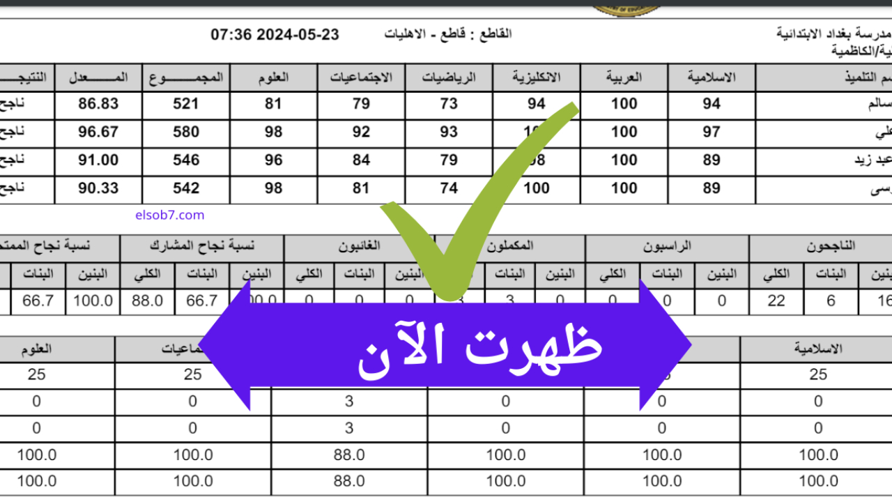 ظهرت اليوم… نتائج السادس الابتدائي 2024 الدور الأول محافظة واسط وبابل