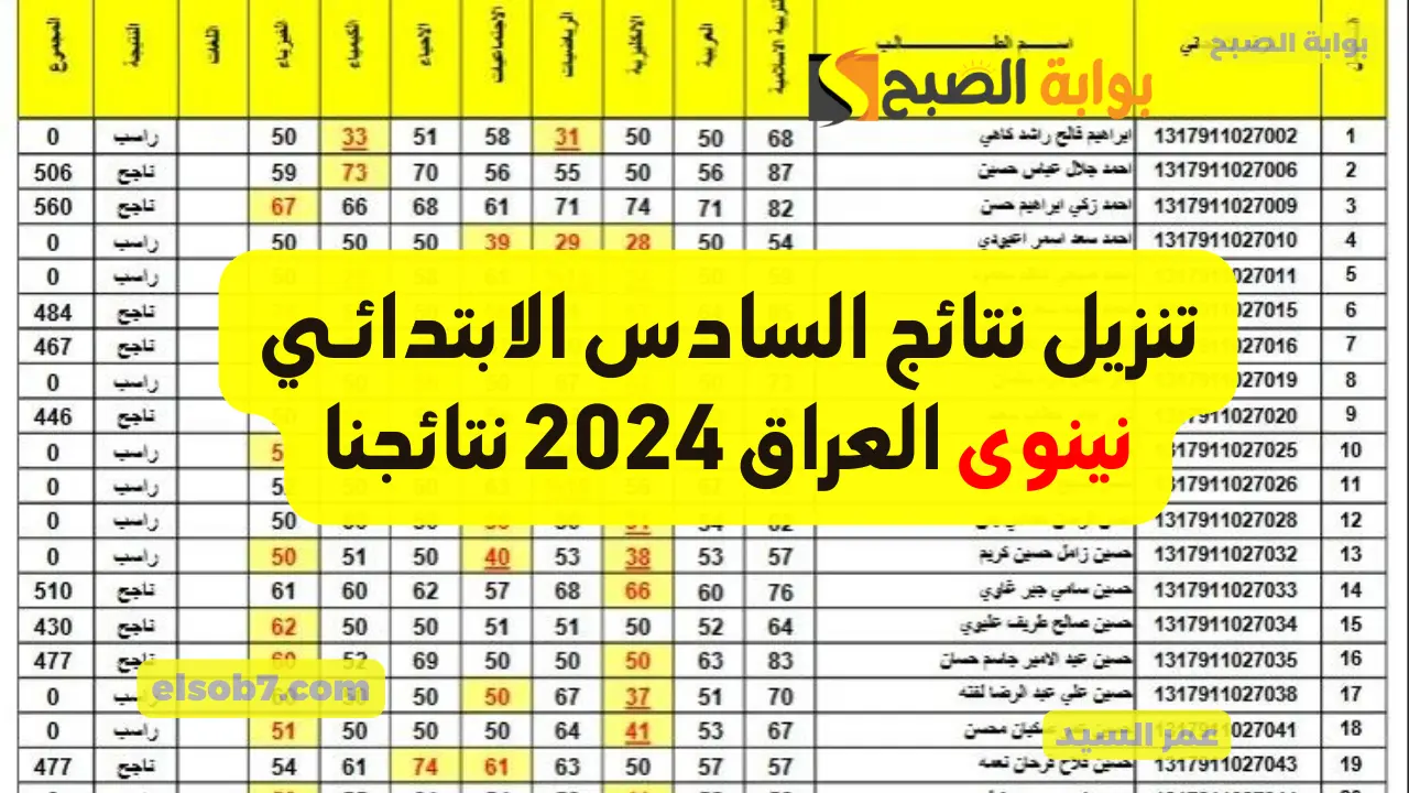 تنزيل نتائج السادس الابتدائي نينوى العراق 2024 نتائجنا pdf وزارة التربية العراقية درجات الامتحانات الوزارية