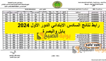 “pdf برقم المقعد” رابط نتائج السادس الابتدائي الدور الأول 2024 بابل والبصرة وعموم المحافظات العراقية عبر نتائجنا mlazemna