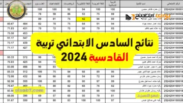 تربيه الديوانية| وزارة التربية نتائج الصف السادس الابتدائي القادسية 2024 جميع المدارس موقع نتائجنا results.mlazemna