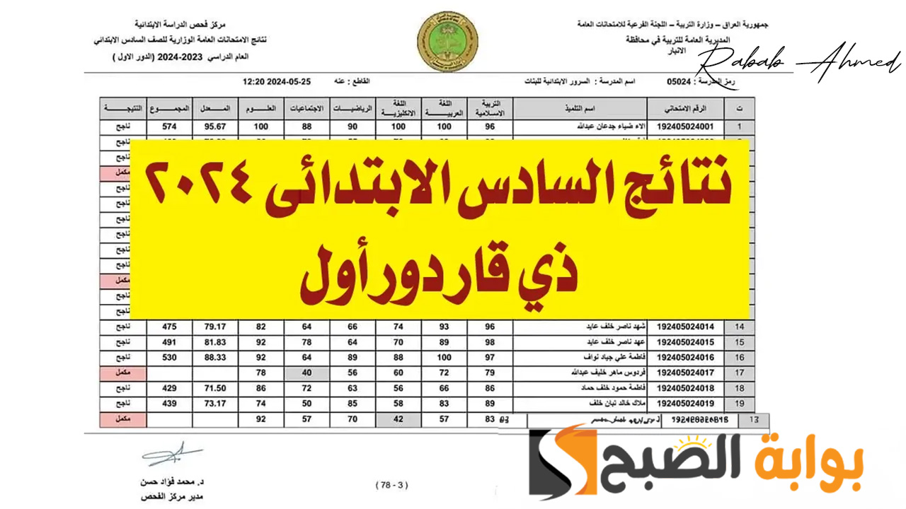نتائج السادس الابتدائي 2024 ذي قار بالاسم والرقم الامتحاني عبر نتائجنا ووزارة التربية العراقية 5 نتائج السادس الابتدائي 2024 ذي قار بالاسم والرقم الامتحاني عبر نتائجنا ووزارة التربية العراقية