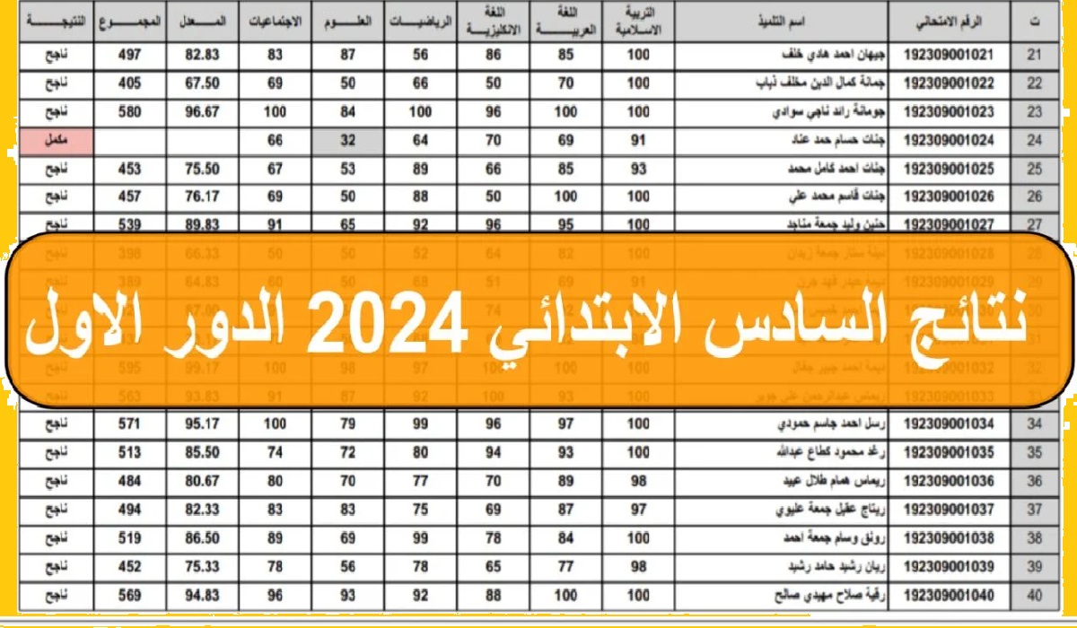 ظهرت بالرقم الامتحاني “نتيجتك pdf” نتائج السادس الابتدائي 2024 دور اول بالعراق بعموم المحافظات عبر نتائجنا موقع وزارة التربية العراقية NOW 