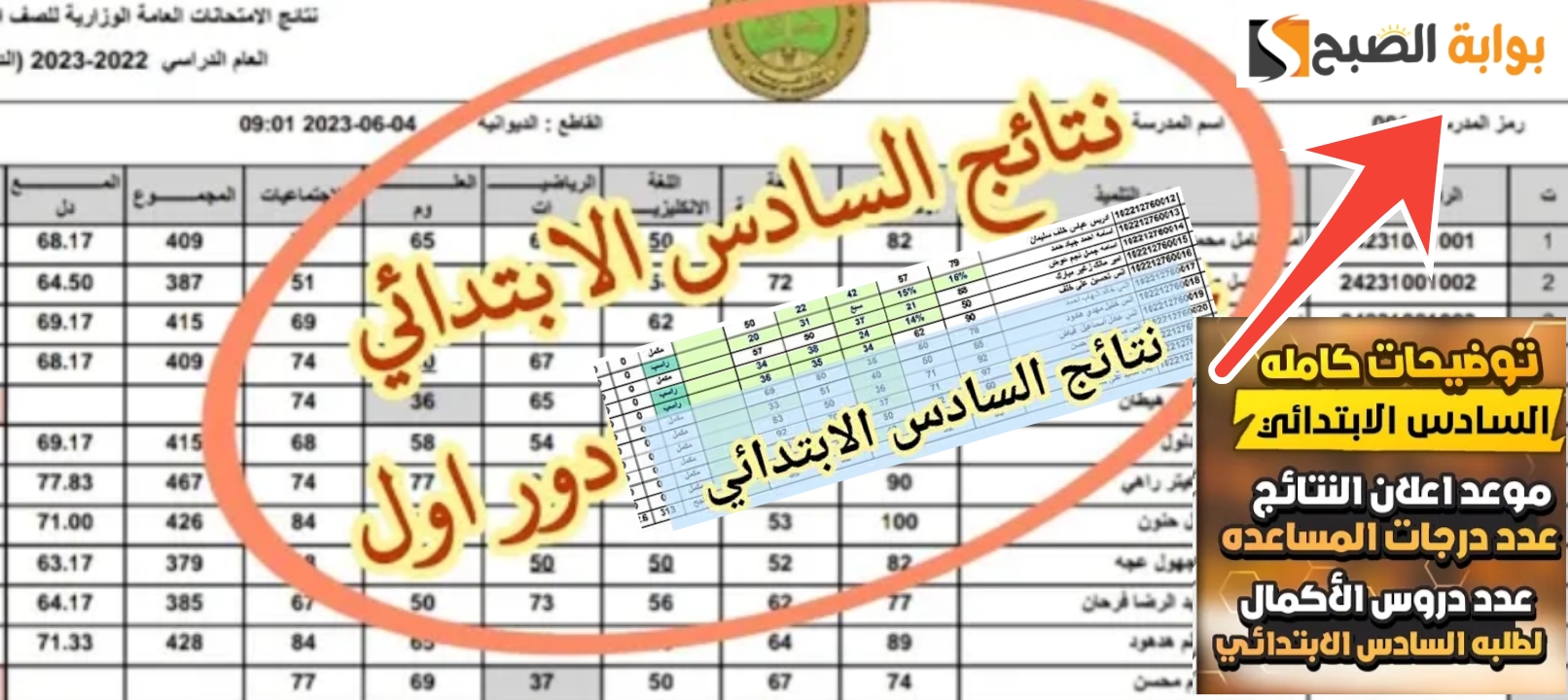 رابط نتائج السادس الابتدائي العراق الدور الأول 2024 موقع نتائجنا وموقع وزارة التربية