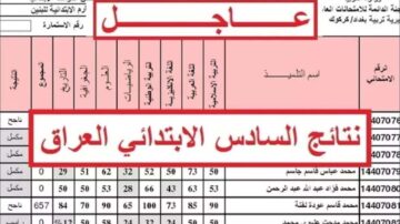 “بصيغة Pdf” الاستعلام عن نتائج السادس الابتدائي 2024 الدور الأول 2024 في عموم العراق