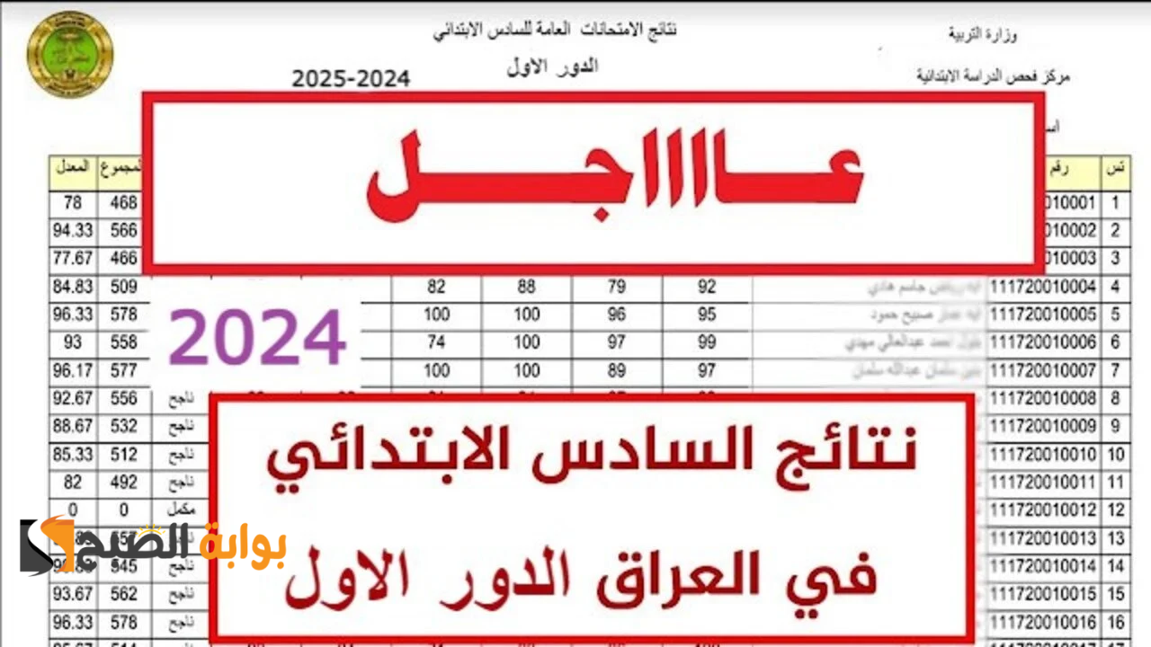 بالرابط هسا.. نتائج الصف السادس الابتدائي العراق 2024 pdf