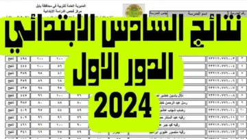 ظهرت رسميا..نتائج السادس الابتدائي في العراق الدور الاول عبر موقع نتائجنا الإلكتروني بالرقم الامتحاني والاسم