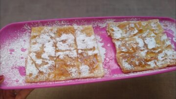 فطائر الجلاش السريعة بالسكر واللبن في الطاسة بكل سهولة لتحلية سريعة وشهية