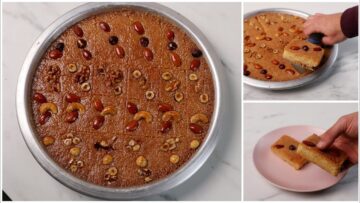 اعملي البسبوسة المرملة بمكونات على قد الإيد بطعم مكرمل