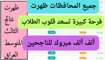 من هنا مجموعك.. الإستعلام عن نتيجة الصف الثالث المتوسط جميع المحافظات ألف مبروك النجاح