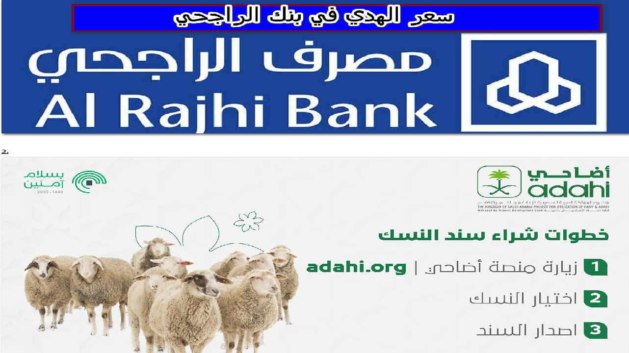كم يبلغ سعر الهدي في بنك الراجحي ؟ وكيفية الشراء عبر موقع أضاحي 1445