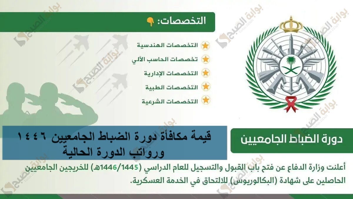 قيمة مكافأة دورة الضباط الجامعيين 1446 ورواتب الدورة الحالية 5 قيمة مكافأة دورة الضباط الجامعيين 1446 ورواتب الدورة الحالية
