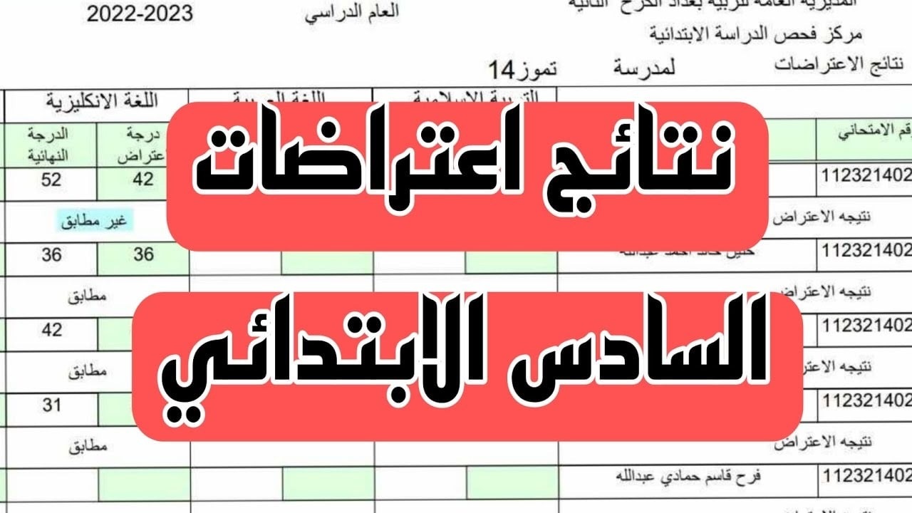 “جاهزة علي الرفع PDF”.. موقع نتائج اعتراضات السادس الابتدائي 2024 الدور الأول جميع المحافظات وزارة التربية العراقية
