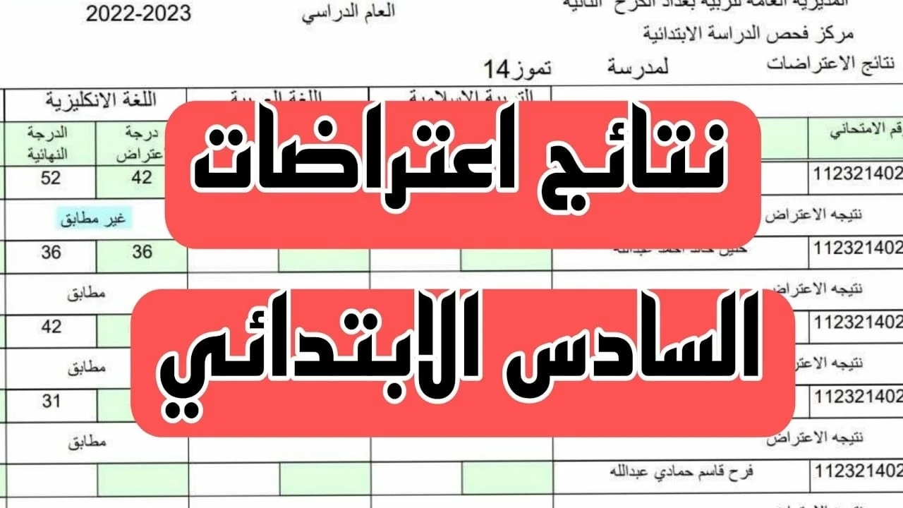 نتائجنا “epedu.gov.iq”.. رابط الاستعلام عن نتائج اعتراضات السادس الابتدائي بالعراق 2024 موقع وزارة التربية العراقية