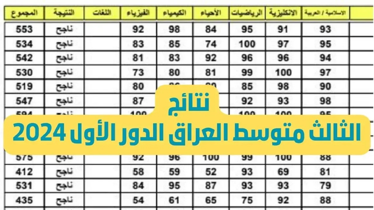 نتائج الثالث المتوسط بالعراق 2024 عبر موقع وزارة التربية جميع المحافظات