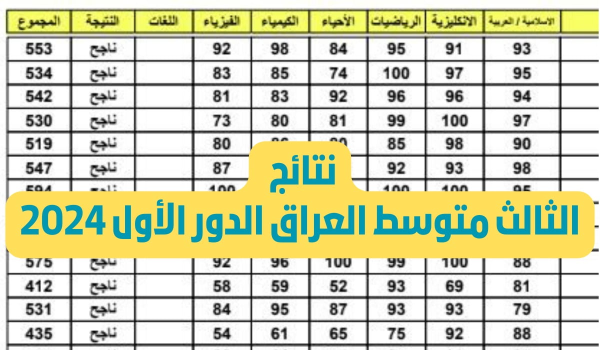 مُتاح روابط نتائج الثالث متوسط 2024 الدور الاول عموم المحافظات عبر موقع وزارة التعليم العراقية