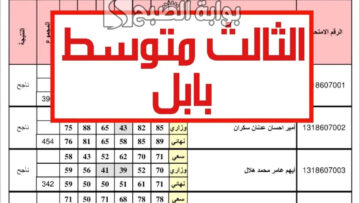 كيفية الحصول على نتائج الثالث متوسط 2024 بابل الدور الاول بالرقم الامتحاني