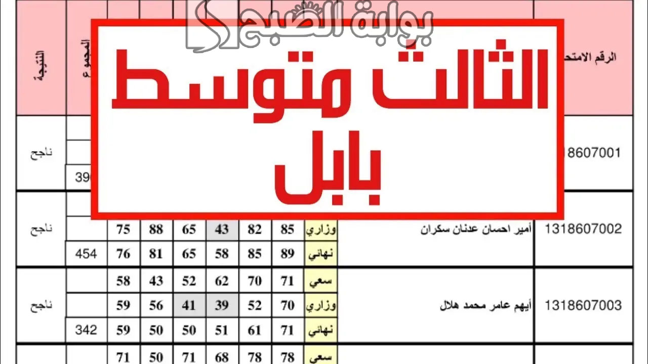 كيفية الحصول على نتائج الثالث متوسط 2024 بابل الدور الاول بالرقم الامتحاني 5 كيفية الحصول على نتائج الثالث متوسط 2024 بابل الدور الاول بالرقم الامتحاني