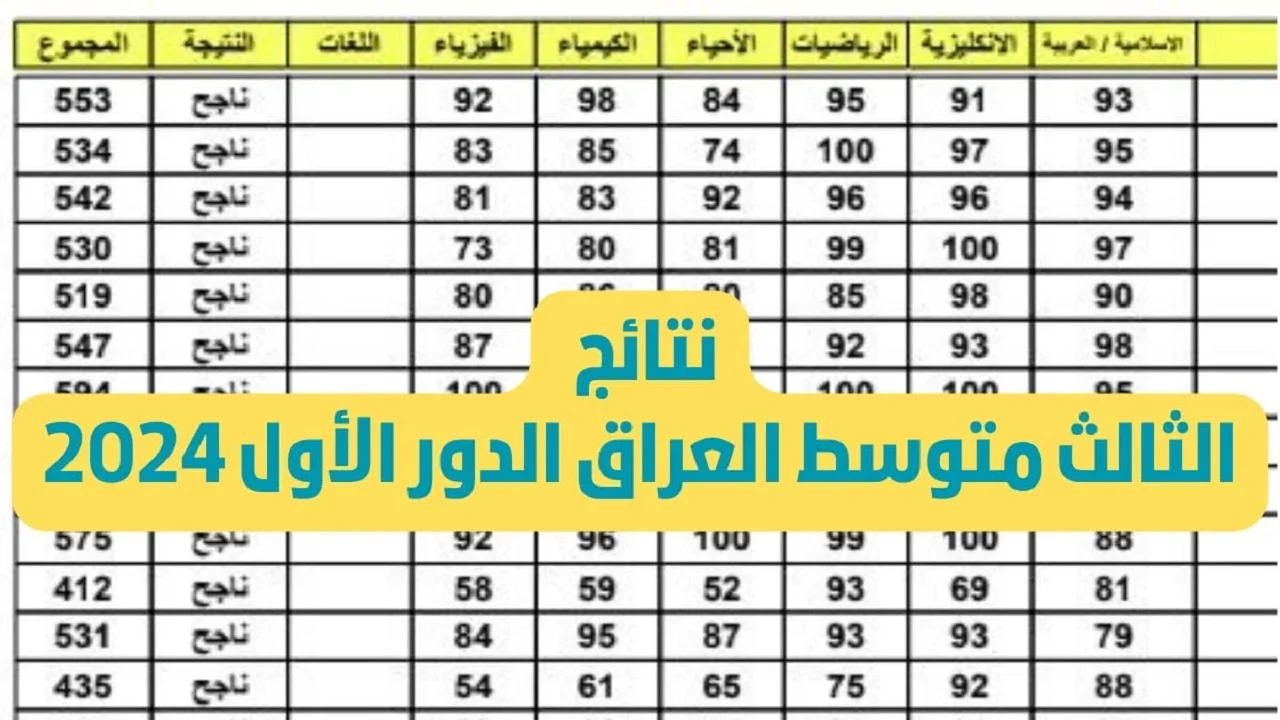ملفات PDF ..نتائج الثالث متوسط 2024 موقع ملازمنا الدور الأول وخطوات الاستعلام عبر وزارة التربية العراقية كل المحافظات
