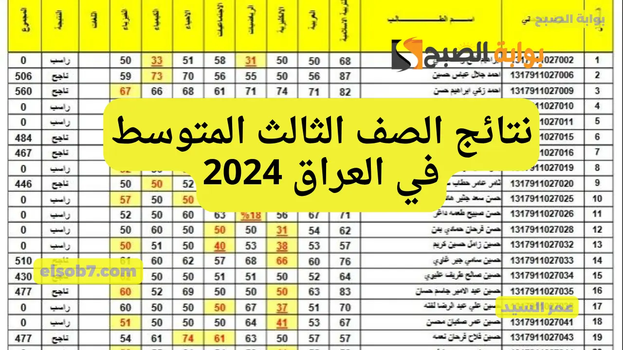 وزارة التربية العراقية PDF نتائج الصف الثالث المتوسط في العراق 2024 results.mlazemna درجات طلاب الدور الأول 5 وزارة التربية العراقية PDF نتائج الصف الثالث المتوسط في العراق 2024 results.mlazemna درجات طلاب الدور الأول