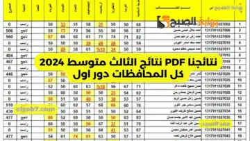 نتائجنا نتائج الثالث متوسط العراق 2024 رابط تحميل درجات PDF نتيجة المرحلة المتوسطة موقع ملازمنا
