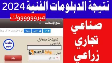 «رابط مباشر».. نتيجة الدبلومات الفنية الدور الأول 2024 برقم الجلوس صناعي وزراعي وتجاري وفندقي